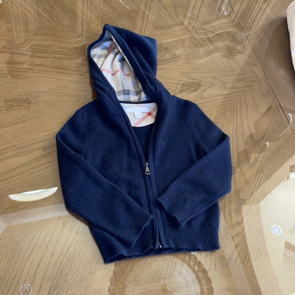 Boys Burberry cashmere zip up sweater